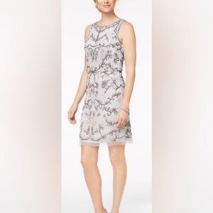 Adrianna Papel Floral Embroidered Sleeveless Dress